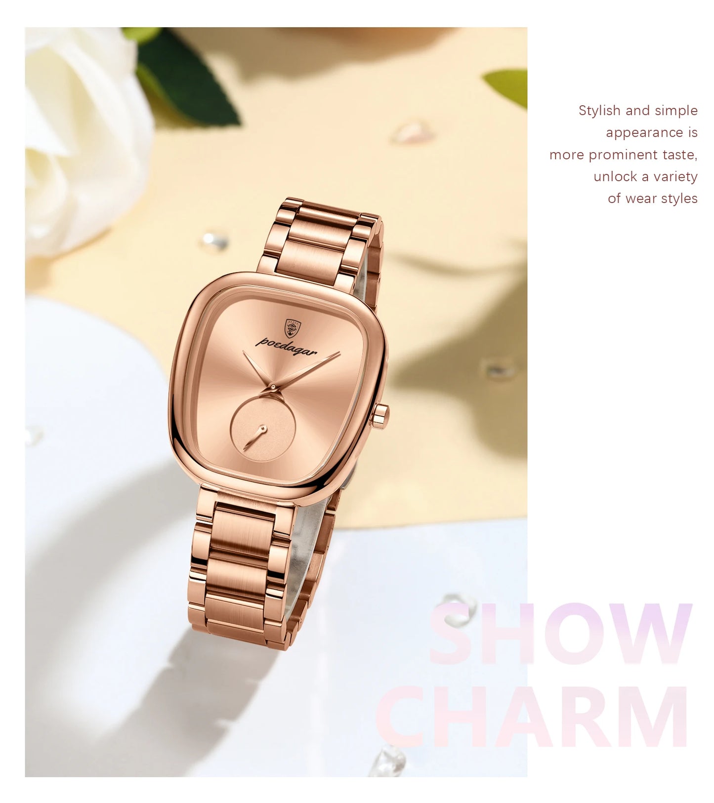 POEDAGAR Luxury Elegant Watch For Woman Waterproof Stainless Steel Quartz Ladies Watch High Quality Casual Women's Watches Reloj