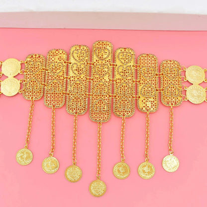 Afghan Turkish Golden Coin Belt Rhinestone Crystal Geometric Heart India Waist Belly Chains Kurdish Moroccan Arabic Body Jewelry