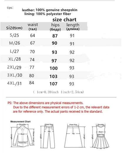 Leather Pants, Women's Slimming Small Leg Sheepskin Pencil Pants, Spring And Autumn, Leather Leggings ,Slim Leather Pants 4XL