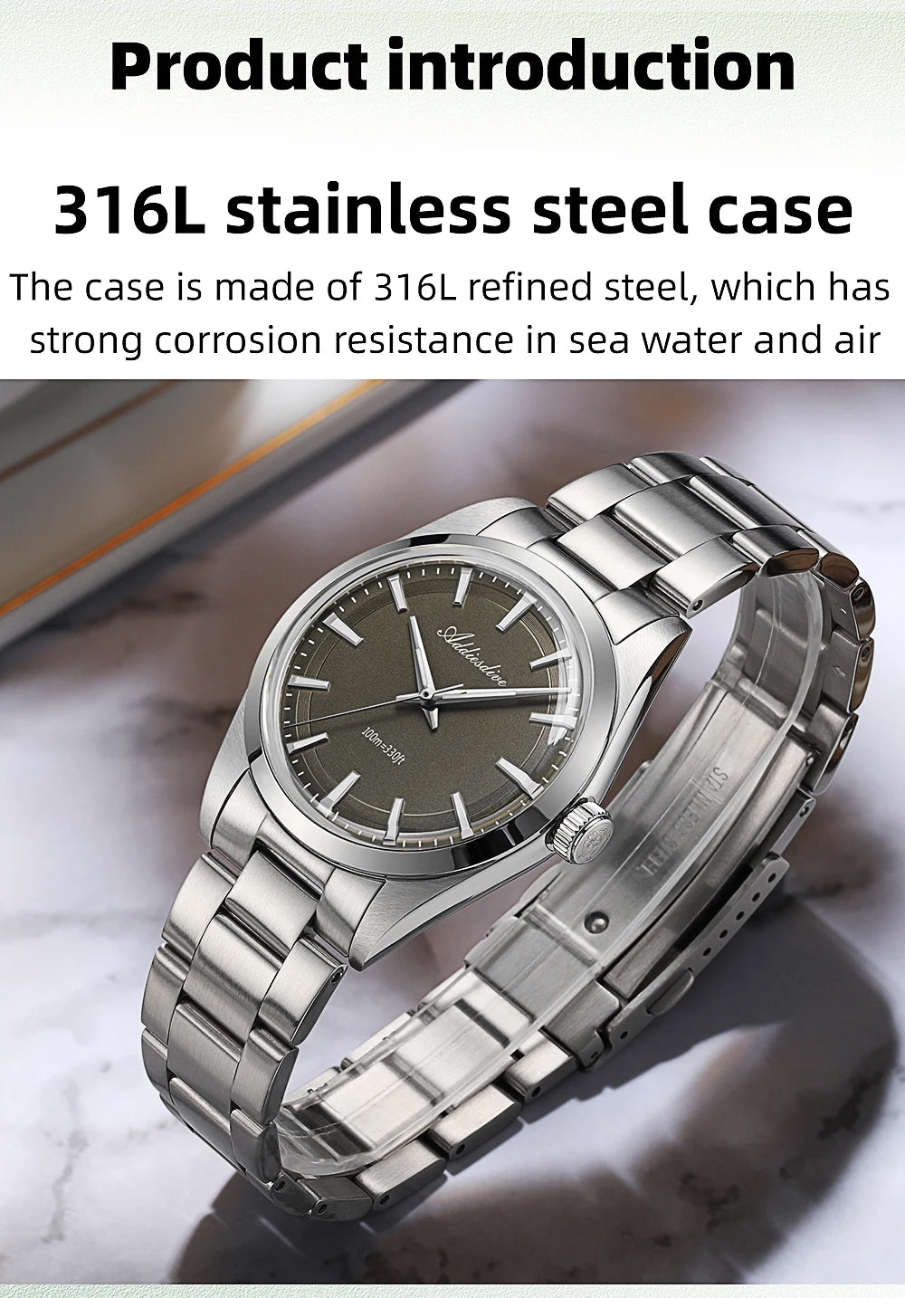 ADDIESDIVE 36mm Luxury Man Watch VH31 BGW9 Super Luminous 316L Stainless Steel Bubble Mirror Glass 100m Waterproof Quartz Watch