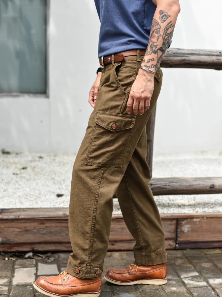 Sauce Zhan Mans Pants Aviators's Trousers Cargo Pants Baker Pants Satin Cotton Regular Fit