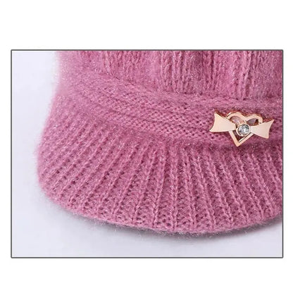 Women Knitted Hat Winter Warm Comfortable Soft Ladies Wool Caps Clothing Accessories Practical Convenient Femme Scarf Set