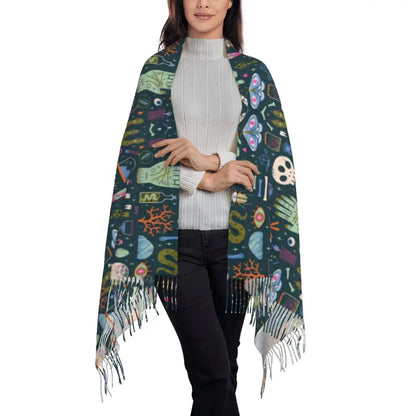 Printed The Major Arcana Of Tarot Vintage Patchwork Scarf Men Women Winter Fall Warm Scarves Occult Witch Spiritual Shawl Wrap