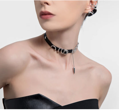 MASW Fashion Choker Necklace Original Design Cool Style Thick Plated Silver Color Chain Black Suede Necklace For Women Jewelry