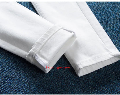 2023 Spring Autumn new White Jeans Women Fashion Slim Pencil High Waist Skinny Elasticity Denim Pants Female Trousers tide H2366