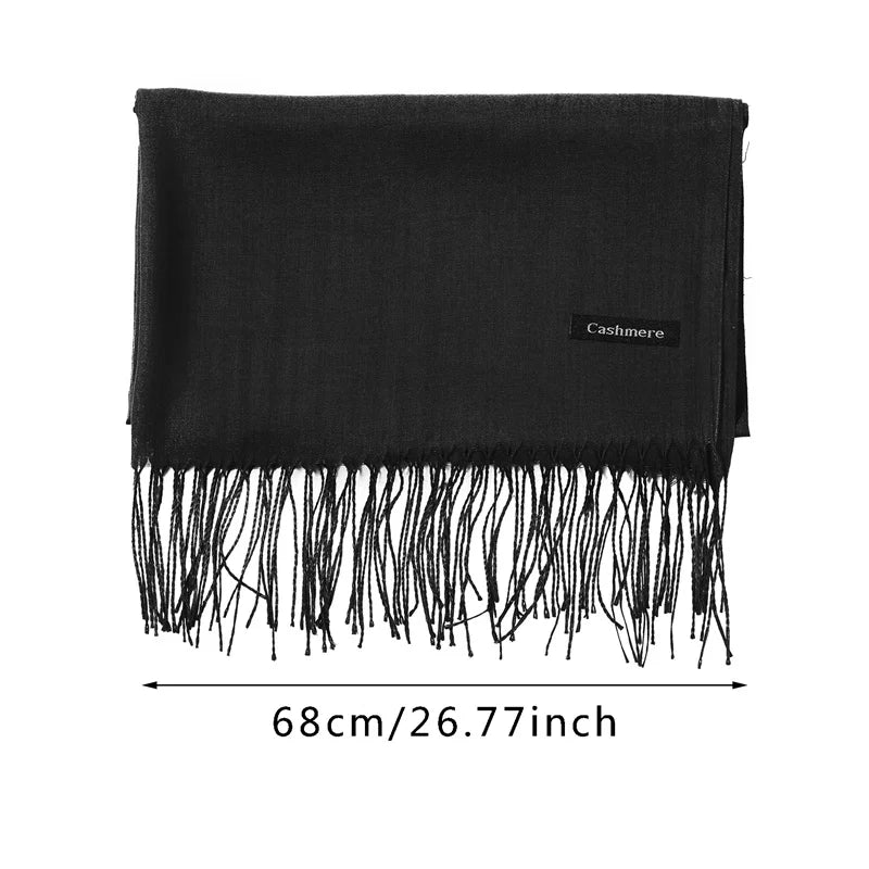 Fashion Solid Color 2024 Women Scarf Winter Hijabs Tassels Long Lady Shawls Cashmere Like Pashmina Bandana Scarves Wraps Echarpe