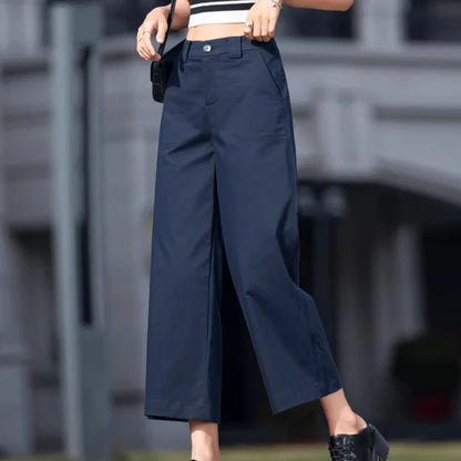 ZANZEA Women Straight Long Pants Casual Loose Wide Leg Trousers 2024 Summer High Waist Pantalons Holiday Solid Pockets Pants