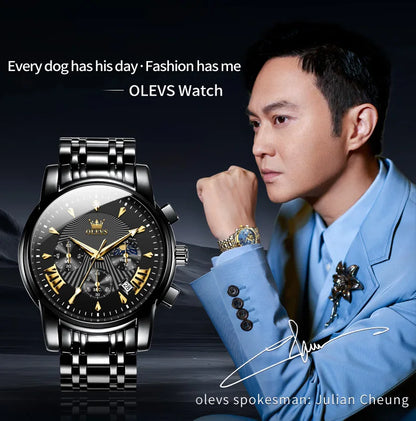 OLEVS NEW Luxury Brand Quartz Watch For Men Stainless Steel 30M Waterproof Men Wristwatches Chronograph Business Man Watch 2892