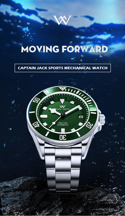 WM Watch Welly Merck Automatic Mechanical Watches Men 100M Water Resistant Sapphire Luminous Diver Dive Man Watch Miyota WM085