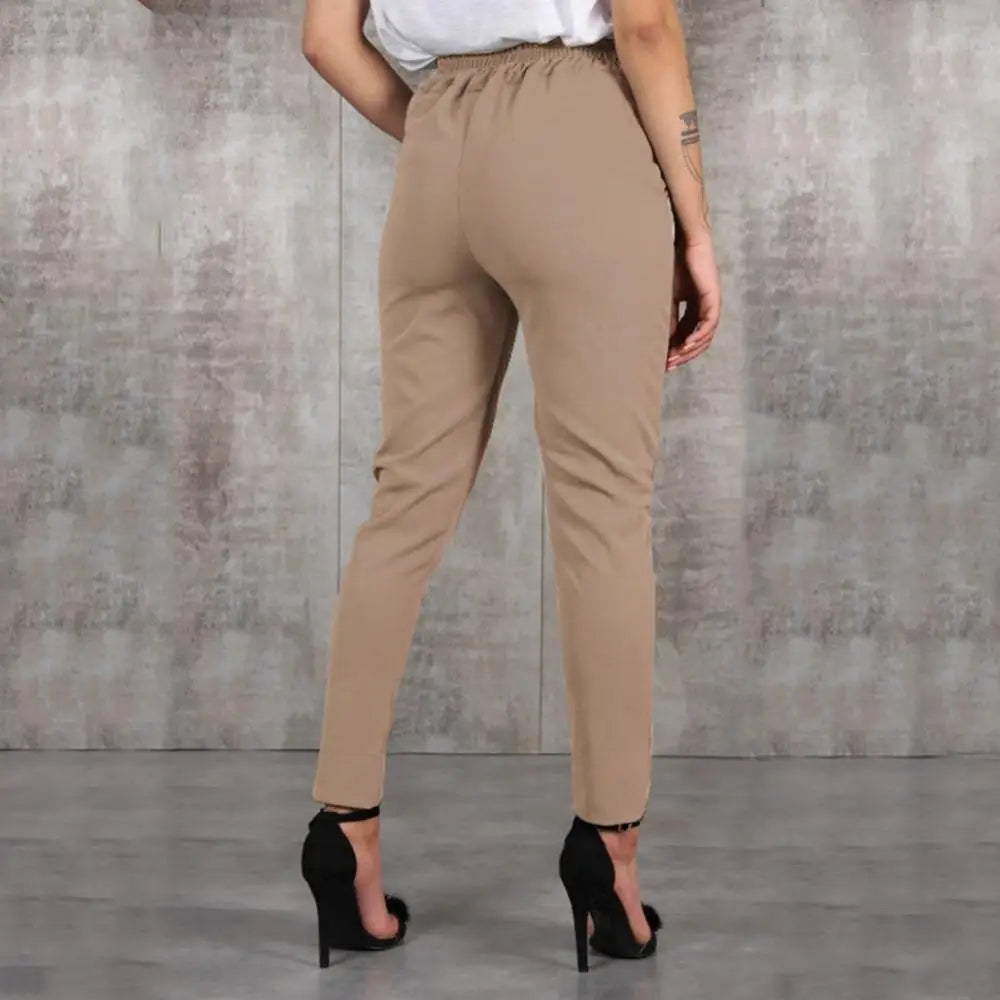 2024 Spring Summer Autumn Casual Slim Chiffon Thin Pants For Women High Waist Black Khaki Green Pants Woman Trousers