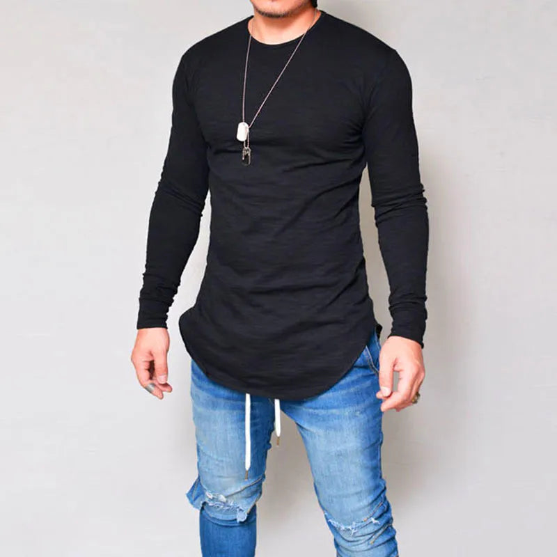 Men's T-Shirts Lycra S-3Xl Long Sleeved Men T Shirt Pure Color Casual Mens Long Sleeve Man T-Shirt for Male