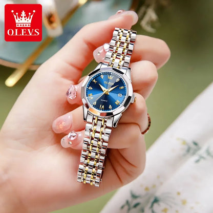 OLEVS Top Brand Women's Watches Elegant Rhombus Mirror Original Quartz Ladies Wristwatch Stainless Waterproof Diamond Wristwatch