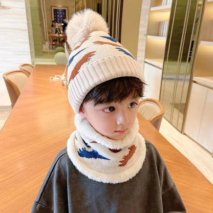 2024 New Kids Winter Beanie Hat Scarf Set Fleece Lined Hat Woolen Scarf Warm Knit Thick Hat For Boys Girls 2-8Y Hat Scarf Set