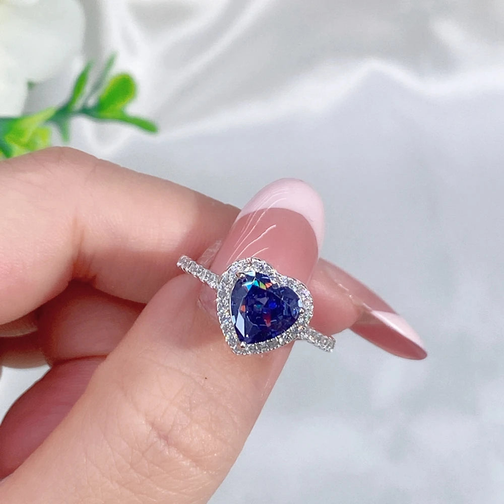 Wong Rain 100% 925 Sterling Silver Crushed Ice Cut Tanzanite High Carbon Diamond Gemstone Wedding Rings Engagement Fine Jewelry