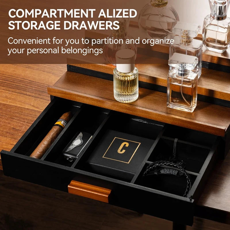 Wooden Cologne Display Stand Organizer For Men, 3 Tier Cologne Display With Drawer Storage, Perfume Display Rack