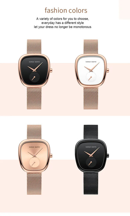 2023 New Women's Quartz Wristwatch 34mm Wine Barrel Rose Gold Black Stopwatch Fashionable Minimalist Style Oval Women's Watches