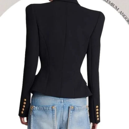 Women Elegant Blazer Solid All-match Long Sleeve Fashion Design Basic Casual Simple Single-breasted Office Lady Coat