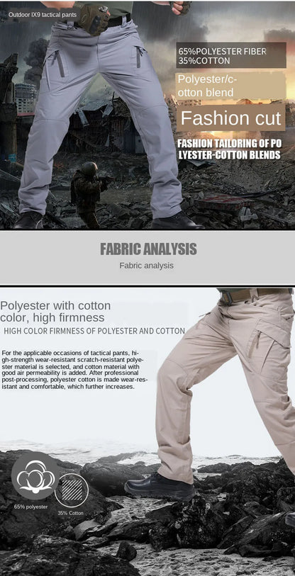 Men's Military Tactics P40 Pants Multi-pocket Zipper Elastic Waist Trousers Men Outdoor Sports Rock Climbing and Hunting Pants