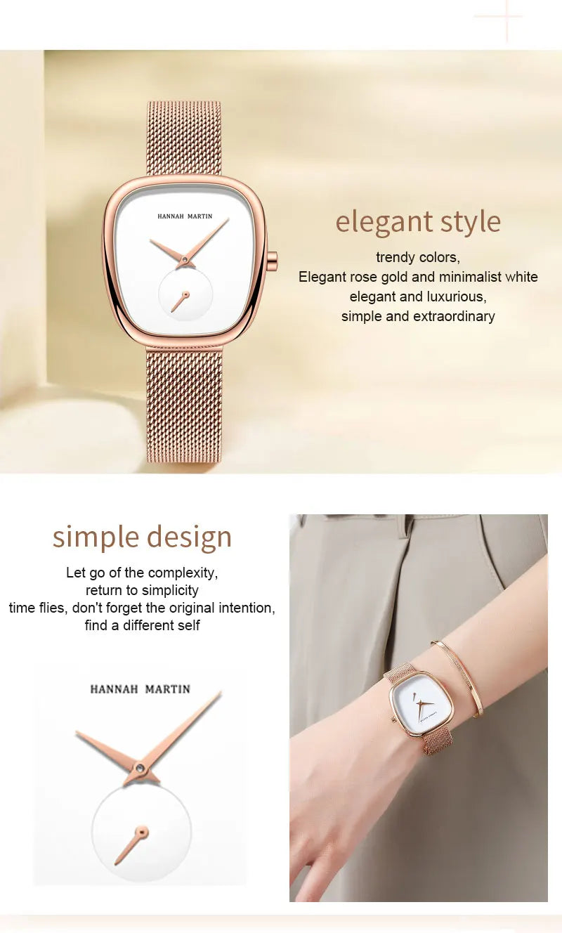 2023 New Women's Quartz Wristwatch 34mm Wine Barrel Rose Gold Black Stopwatch Fashionable Minimalist Style Oval Women's Watches