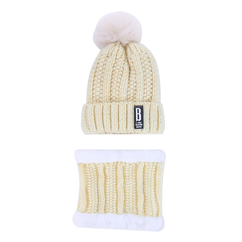 Warm Winter Skullies Beanies Knitted Hat Women Brand High Quality Winter Women Ball Ski Wool Fur Hat Pompoms Hats Knitted Scarf