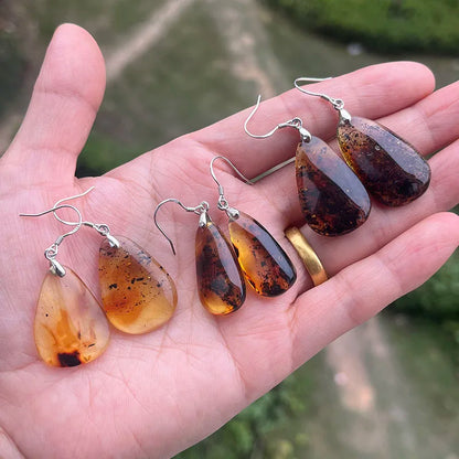 Real Amber Earrings for Women 925 Sterling Silver Gorgeous Dangling Stud Earrings Baltic 2025 New Unique Amber Jewelry Factory