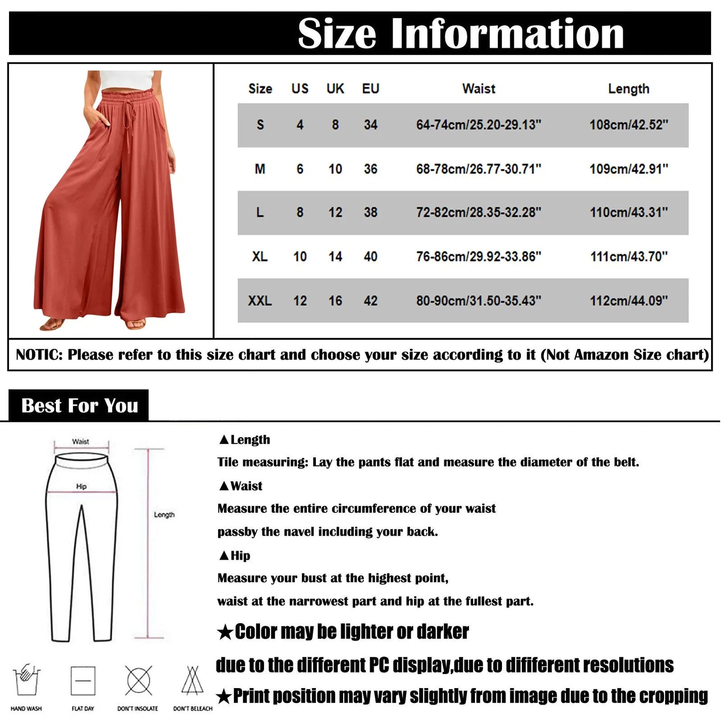 Women's 's Pants Soft Pantalon Wide Legs Long Pants Casual High Waist Trousers Plus Size Summer Pants