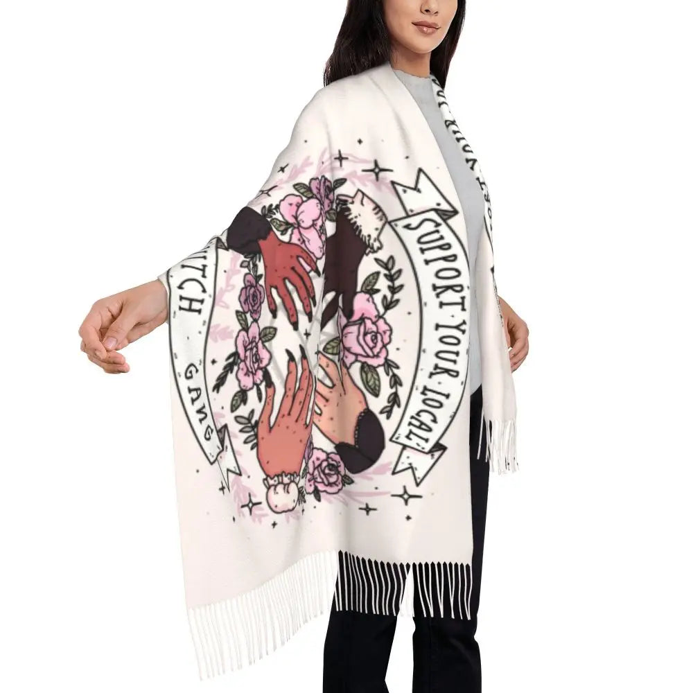 Printed The Major Arcana Of Tarot Vintage Patchwork Scarf Men Women Winter Fall Warm Scarves Occult Witch Spiritual Shawl Wrap