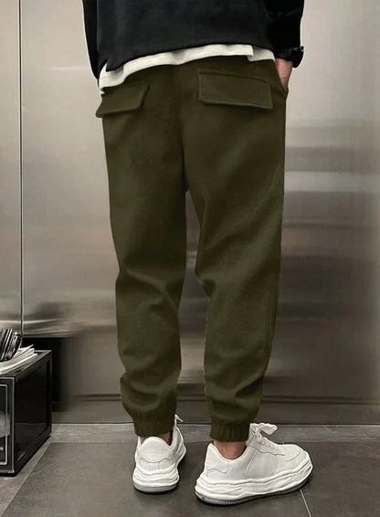 2024 Spring Autumn Men Casual Pants Solid Color Male Loose Drawstring Sweatpants Elastic Waist Gym Training Jogging Trousers