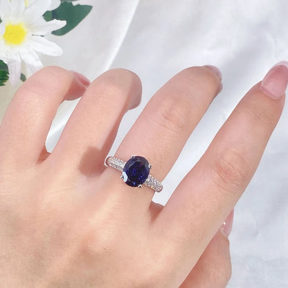 Wong Rain 100% 925 Sterling Silver Crushed Ice Cut Tanzanite High Carbon Diamond Gemstone Wedding Rings Engagement Fine Jewelry