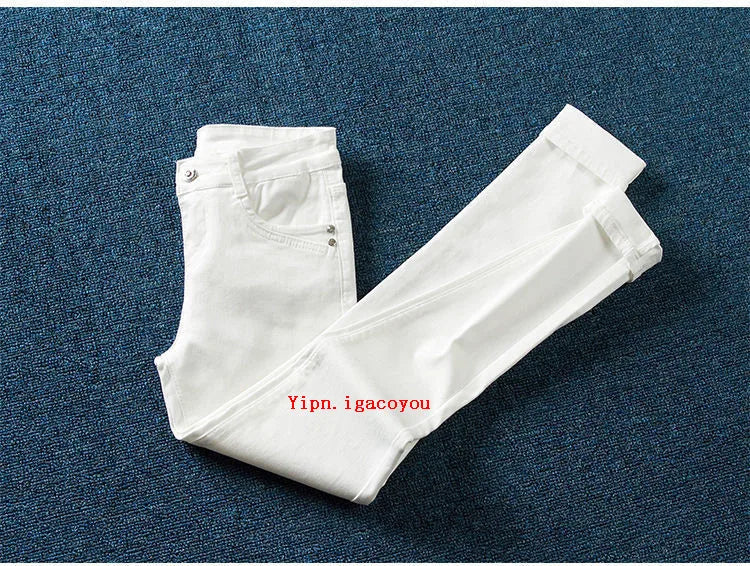 2023 Spring Autumn new White Jeans Women Fashion Slim Pencil High Waist Skinny Elasticity Denim Pants Female Trousers tide H2366