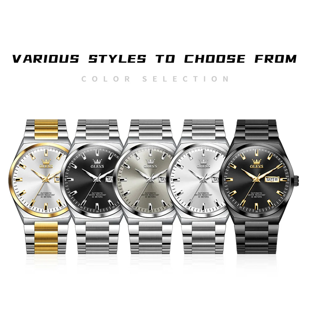 OLEVS 9907 Luxury Man Watch New Multi functional Simplicity Dual Calendar Original Full Automatic Mechanical Men's Wristwatches