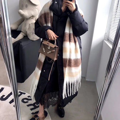 2023 Winter Plaid Cashmere Scarf Fall Shawl Korean Style Gradient Scarves Blanket Scarf without Tag