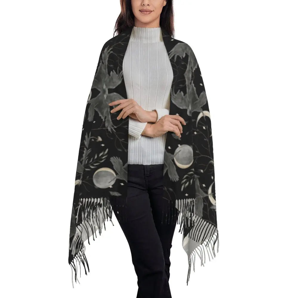 Printed The Major Arcana Of Tarot Vintage Patchwork Scarf Men Women Winter Fall Warm Scarves Occult Witch Spiritual Shawl Wrap