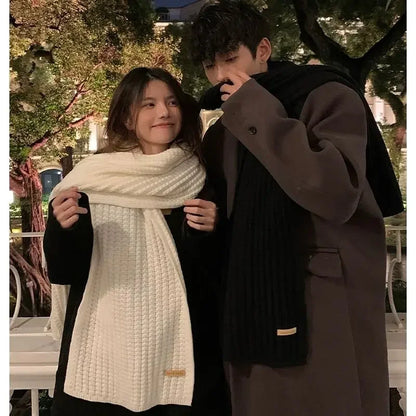 【Buy 1 Get 2】Couple Scarf Thickened Thermal Wool Knitting INS Korean Knit Thick Scarves Women Men Unisex Solid All-Match Scarves