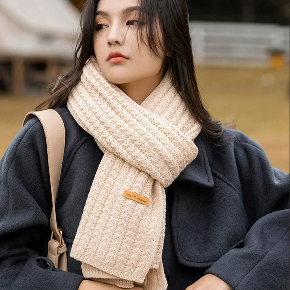 【Buy 1 Get 2】Couple Scarf Thickened Thermal Wool Knitting INS Korean Knit Thick Scarves Women Men Unisex Solid All-Match Scarves