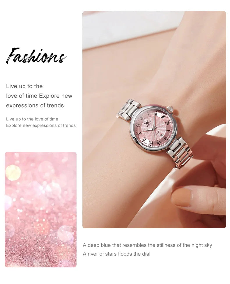 OLEVS 5608 Women's Watches  Fashion Light Luxury Original Wristwatch  Waterproof  Luminous Chronograph Date  Quartz Watches