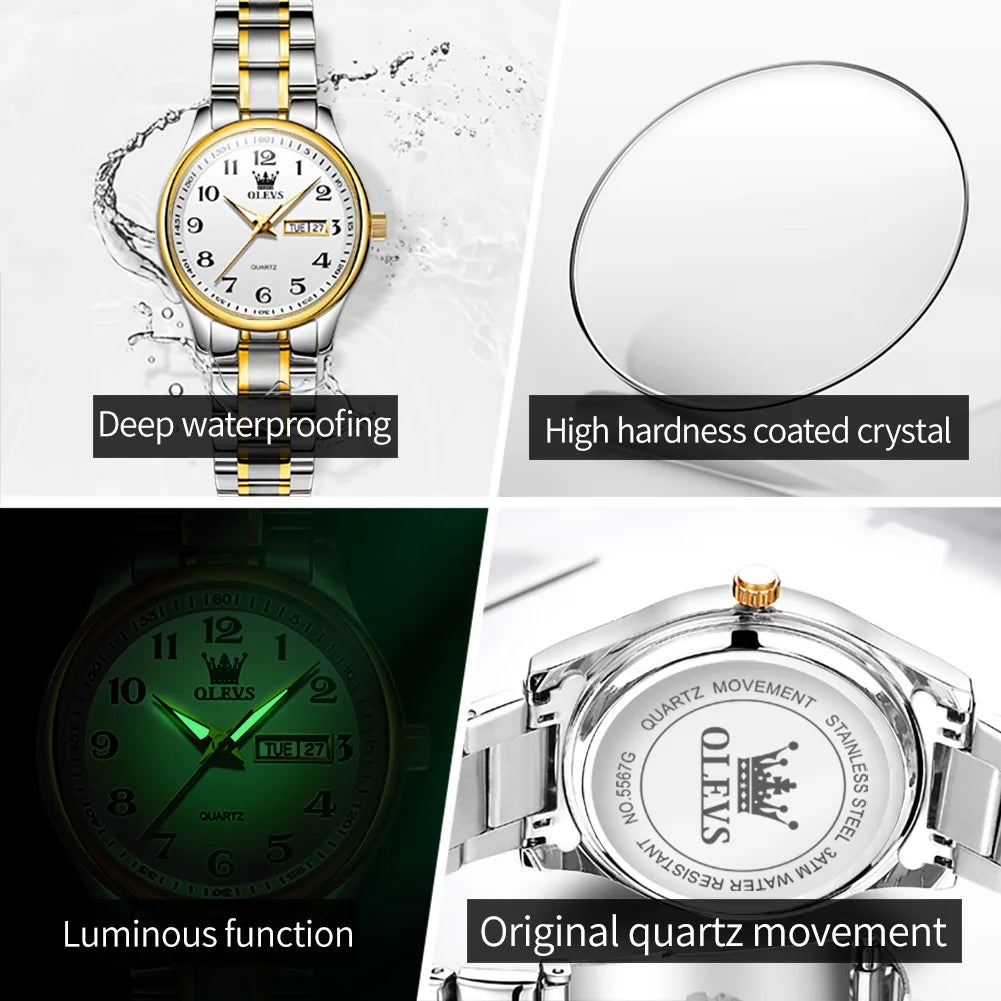 OLEVS 5567 Women's Watch Original Luxury Brand Stainless Steel Waterproof Quartz Women's Watch Elegant Date Zhou Women's watches