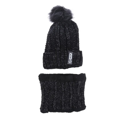 Warm Winter Skullies Beanies Knitted Hat Women Brand High Quality Winter Women Ball Ski Wool Fur Hat Pompoms Hats Knitted Scarf