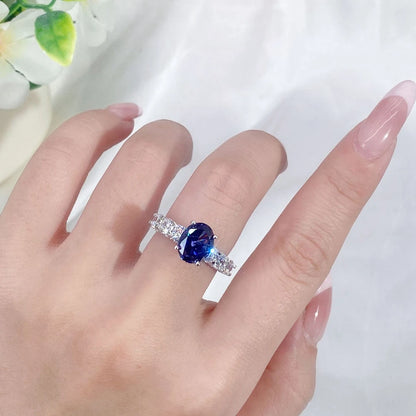 Wong Rain 100% 925 Sterling Silver Crushed Ice Cut Tanzanite High Carbon Diamond Gemstone Wedding Rings Engagement Fine Jewelry