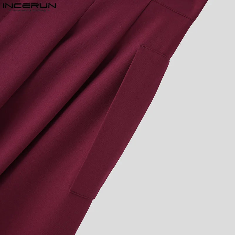 Casual Fashion Style New Men's Trousers INCERUN Solid Color Simple Pantalons Hot Sale All-match Wide Leg Skirts Pants S-5XL 2023