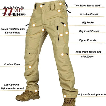 Men's Military Tactics P40 Pants Multi-pocket Zipper Elastic Waist Trousers Men Outdoor Sports Rock Climbing and Hunting Pants