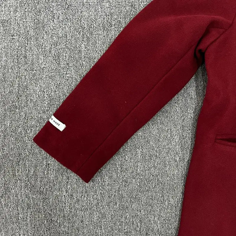 2024 Autumn and Winter New Year Christmas Women's Suit Jacket High-end Right Shoulder Temperament Socialite Red  Blazer Top