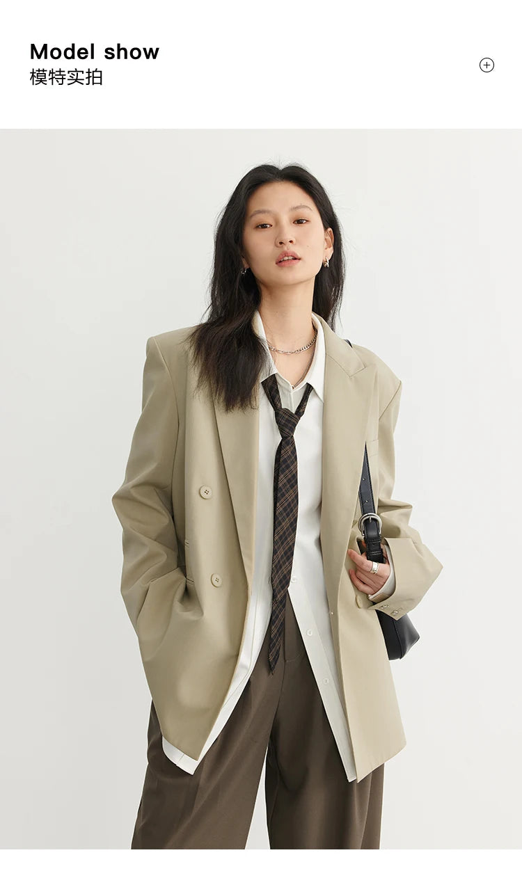 CHIC VEN Fashion Women's Blazer Double-breasted Jacket Coat Official Lady Tops Woman Cloth Female Outerwear Spring Autumn 2023