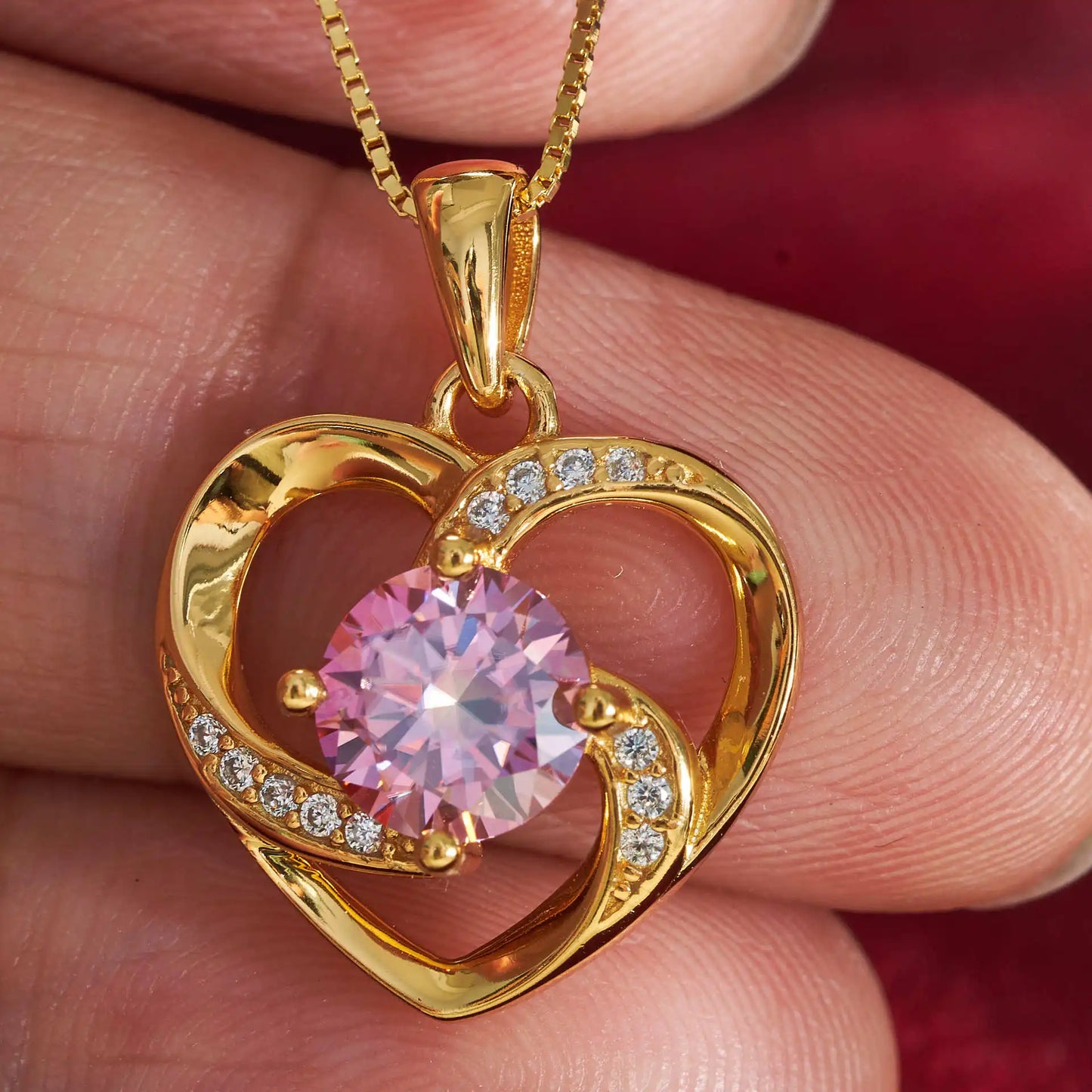 Gold Plated 1CT Moissanite Pendant Necklace For Women Classic Heart Pendant Wedding Jewelry 925 Sterling Silver GRA Moissanite