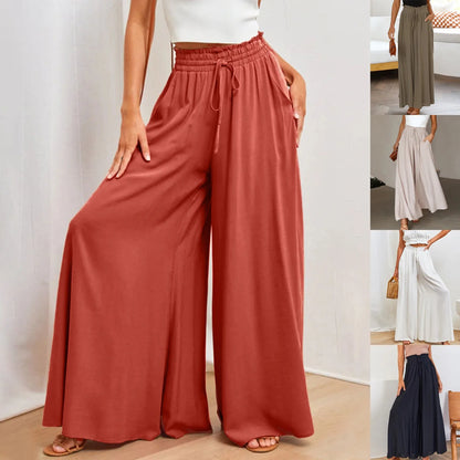 Women's 's Pants Soft Pantalon Wide Legs Long Pants Casual High Waist Trousers Plus Size Summer Pants