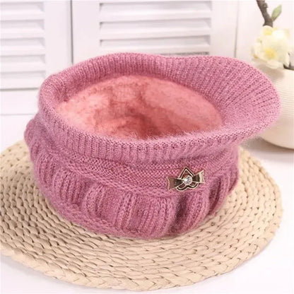 Women Knitted Hat Winter Warm Comfortable Soft Ladies Wool Caps Clothing Accessories Practical Convenient Femme Scarf Set