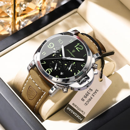 POEDAGAR Luxury Military Watch For Men Waterproof Luminous Date Chronograph Man Watch Sports Casual Leather Men's Quartz Watches