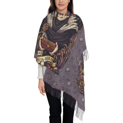 Printed The Major Arcana Of Tarot Vintage Patchwork Scarf Men Women Winter Fall Warm Scarves Occult Witch Spiritual Shawl Wrap