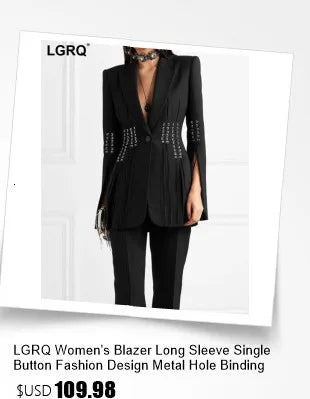 LGRQ Solid Spliced Diamonds Casual Elegant Blazers Women V Neck Long Sleeve Patchwork Button Blazer Female Fashion Style 19Z2567