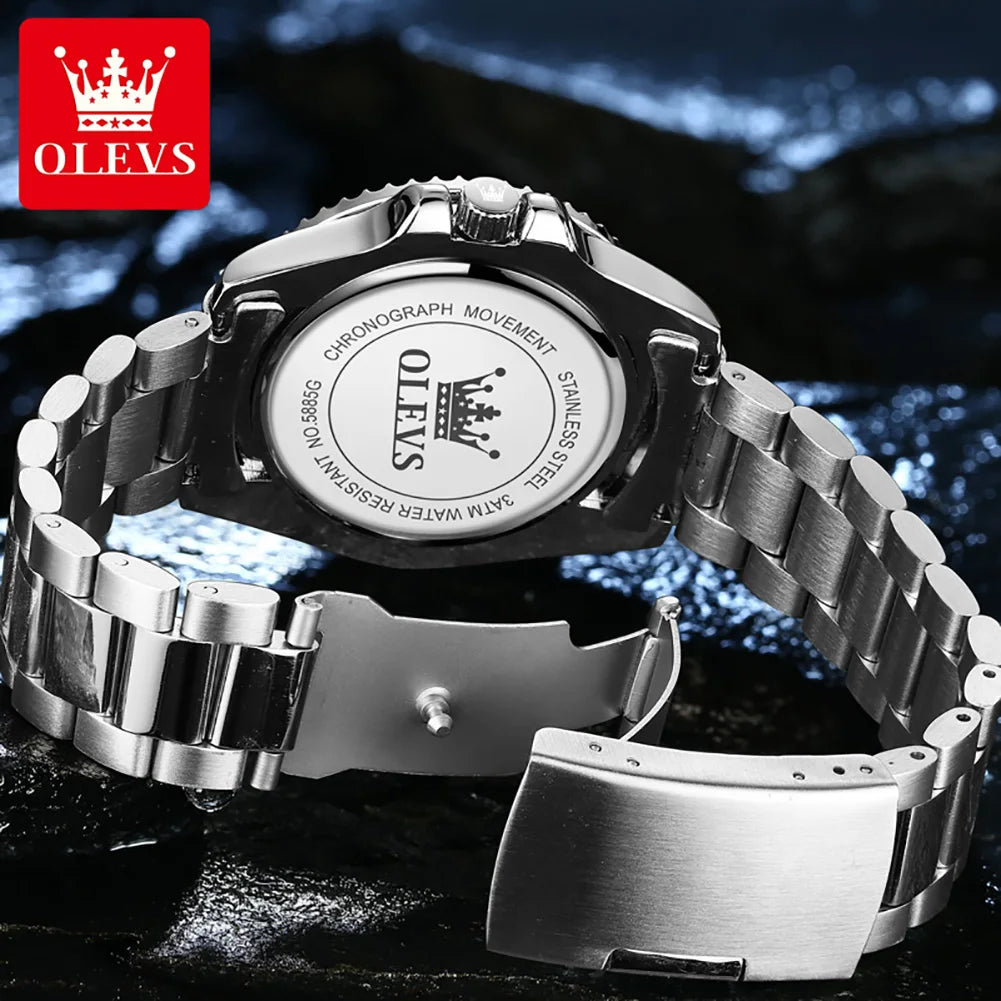 OLEVS Top Original Quartz Watch for Men Diving Series Stainles Steel Waterproof Man Watch Fashion Luxury Brand Men's Wristwatch